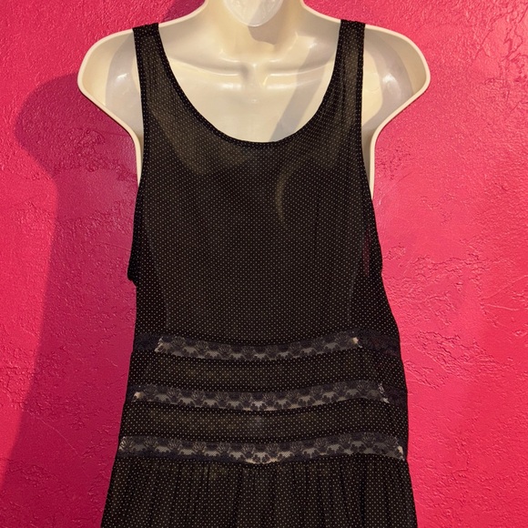 Intimately by Free People boho Polka Dot slip dress with lace inserts sz large - Picture 8 of 15